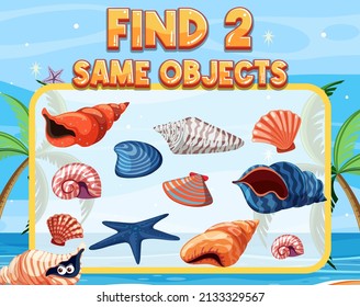 Find 2 same object worksheet for children illustration