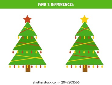 Find 3 differences between two cute Christmas trees.