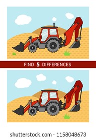 Find 5 differences. Educational game for children. Cartoon vector illustration. Special equipment