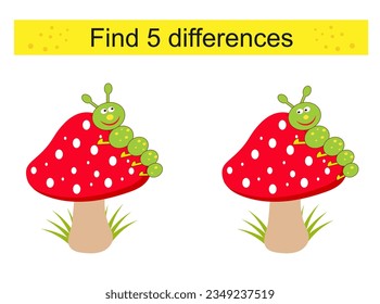 Find 5 differences. Logic puzzle game for kids. Preschool worksheet activity. 
