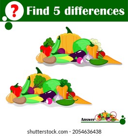 Find 5 differences. Set of vegetables