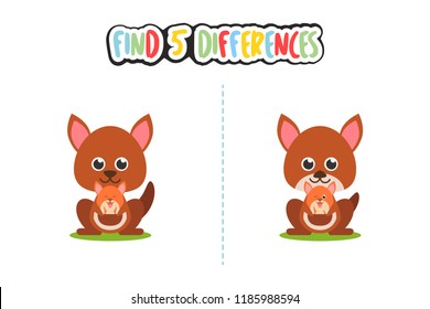 Find 5 differences from these animal character images