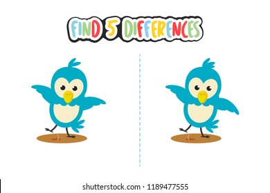 Find 5 differences from these animal character images