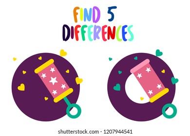 Find 5 differences in toys vector illustration