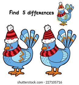 Find 5 Differences (winter Bird)