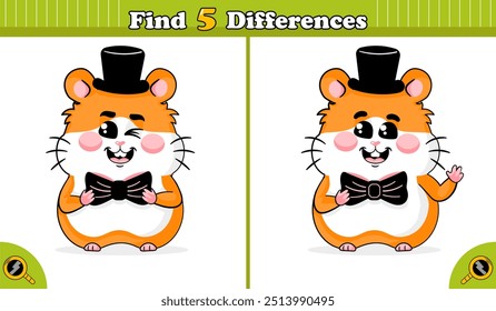 Encontre as 5 Diferenças do Hamster Winking