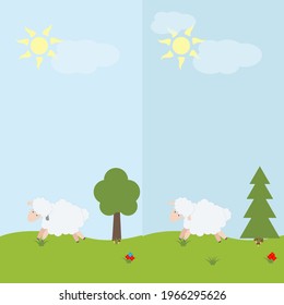Find 7 differences . For child development . Vector illustration for children's books .  Sheep . 