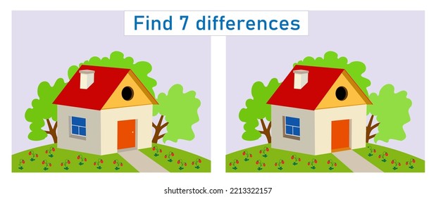 Find 7 differences. Logic puzzle game for children. Preschool worksheet activity. Vector illustration.