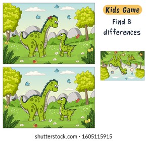 Find 8 differences. Funny cartoon quiz for kids, with solution. Vector illustration with separate layers.