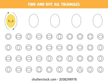 Find all ovals and dot them. Educational game for learning geometrical shapes.