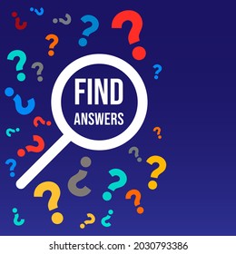 Find answers abstract vector isolated on blue background.