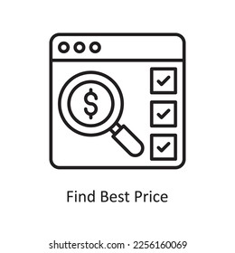 Find Best Price Vector Outline Icon Design illustration. Shopping and E-Commerce Symbol on White background EPS 10 File