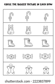 Find the biggest winter element in each row. Black and white.