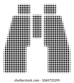 Find Binoculars halftone vector icon. Illustration style is dotted iconic Find Binoculars icon symbol on a white background. Halftone pattern is round points.