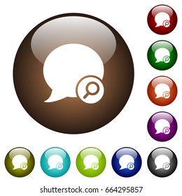 Find blog comment white icons on round color glass buttons