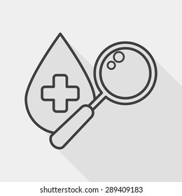 find blood flat icon with long shadow, line icon