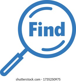 Find, blue magnifying glass, search icon