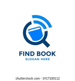 Find book logo design template. Online reading book symbol. Education media concept.