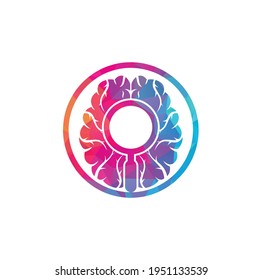 Buscar Vector de diseño de logotipo cerebral de plantilla de diseño de estilo plano. Icono de diseño del logotipo del cerebro de búsqueda.