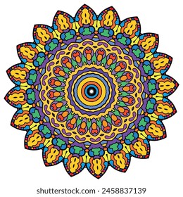 Find Calm and Serenity with a Detailed Abstract Boho Colorful Mandala