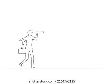 Find career advancement. Businessmen looking for business opportunities. continuous line drawing of business concept vector illustration