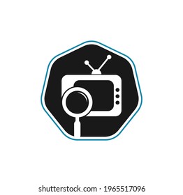 Find Channel Logo Template Design Vector. Searching tv channel logo template illustration. TV channel search logo vector icon