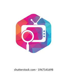 Find Channel Logo Template Design Vector. Searching tv channel logo template illustration. TV channel search logo vector icon