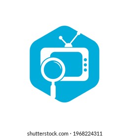 Vector de diseño de plantillas de logotipos de canales. Buscando la ilustración de la plantilla del logotipo del canal de televisión. icono vectorial del logotipo de búsqueda del canal de TV