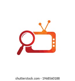 Find Channel Logo Template Design Vector. Searching tv channel logo template illustration. TV channel search logo vector icon