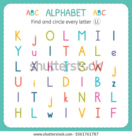 find circle every letter l worksheet stock vector royalty free find and circle every letter l worksheet for kindergarten and preschool exercises for children