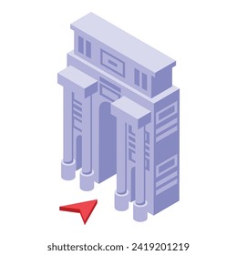 Finden Sie Icon der Stadt isometrische Vektorgrafik. Geschäftsreisen. App für digitale Zimmer