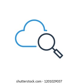 Find Cloud Logo Icon. Line art vector