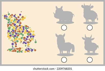 Find the colored animal and mark its shadow.