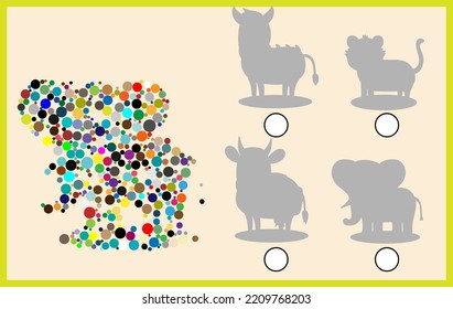 Find the colored animal and mark its shadow.