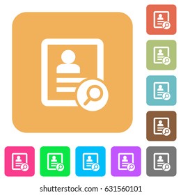 Find contact flat icons on rounded square vivid color backgrounds.