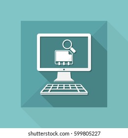 Find contact on computer - Vector flat icon