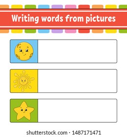 Find the correct answer. Draw a line. Learning words. Education developing worksheet. Activity page for study English. Game for children. Funny character. Isolated vector illustration. Cartoon style.