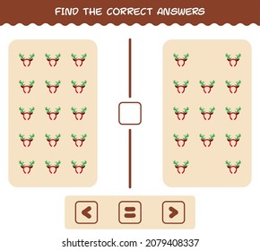 Find the correct answers of cartoon antlers headband. Searching and Counting game. Educational game for pre shool years kids and toddlers