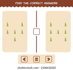Find the correct answers of cartoon bamboo shoot. Searching and Counting game. Educational game for pre shool years kids and toddlers