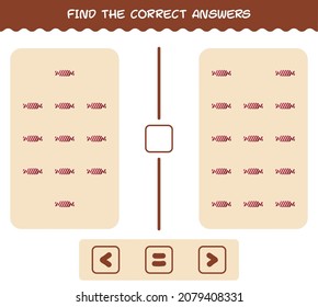 Find the correct answers of cartoon candy. Searching and Counting game. Educational game for pre shool years kids and toddlers