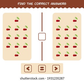 Find the correct answers of cartoon cherry. Searching and Counting game. Educational game for pre shool years kids and toddlers