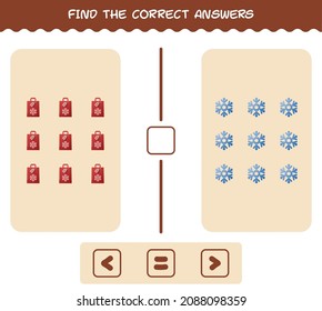 Find the correct answers of cartoon christmas. Searching and Counting game. Educational game for pre shool years kids and toddlers