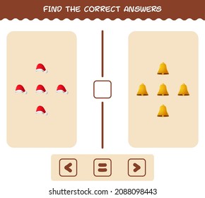 Find the correct answers of cartoon christmas. Searching and Counting game. Educational game for pre shool years kids and toddlers