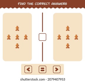 Find the correct answers of cartoon gingerbread cookie. Searching and Counting game. Educational game for pre shool years kids and toddlers