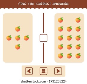 Find the correct answers of cartoon peach. Searching and Counting game. Educational game for pre shool years kids and toddlers