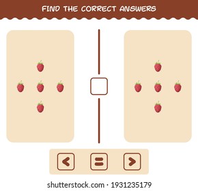 Find the correct answers of cartoon raspberry. Searching and Counting game. Educational game for pre shool years kids and toddlers