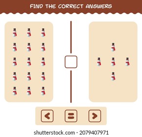 Find the correct answers of cartoon snowman. Searching and Counting game. Educational game for pre shool years kids and toddlers