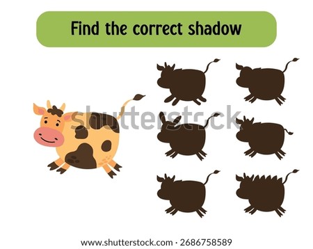 Find the Correct Cow Shadow Illustration