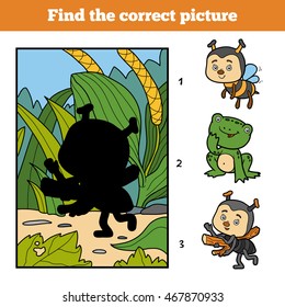 Find the correct picture, education game for children. Little ant and background