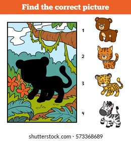 Find the correct picture, education game for children. Jaguar and background